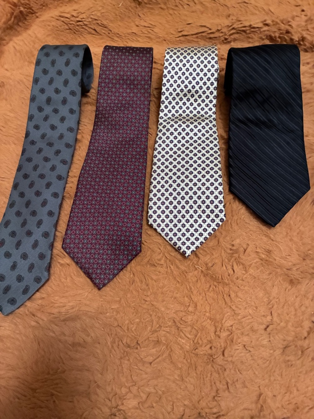 Men's Necktie Set - Gray, Burgundy, cream, Black